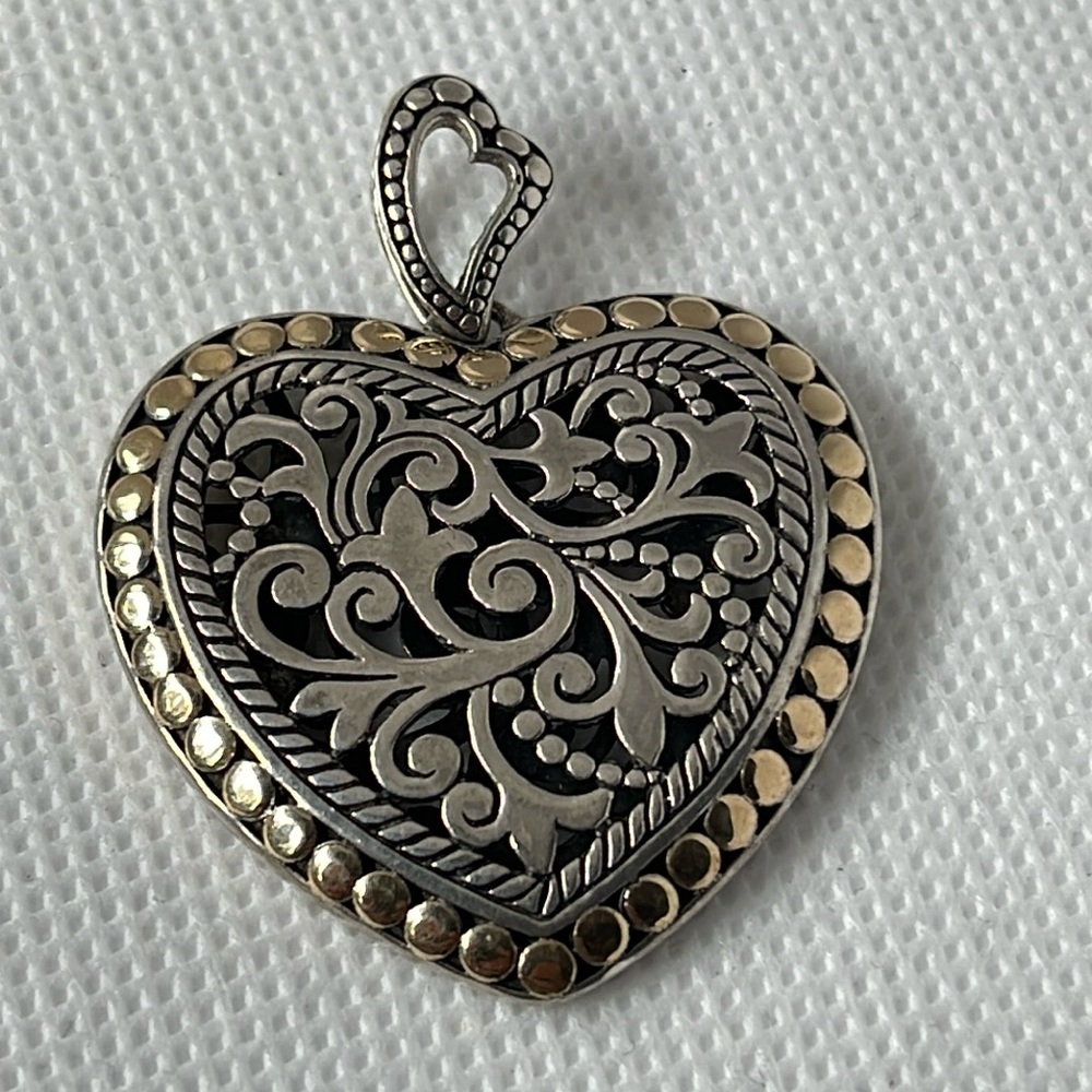 ATII 925 Sterling Silver & 14k Gold Heart Pendant